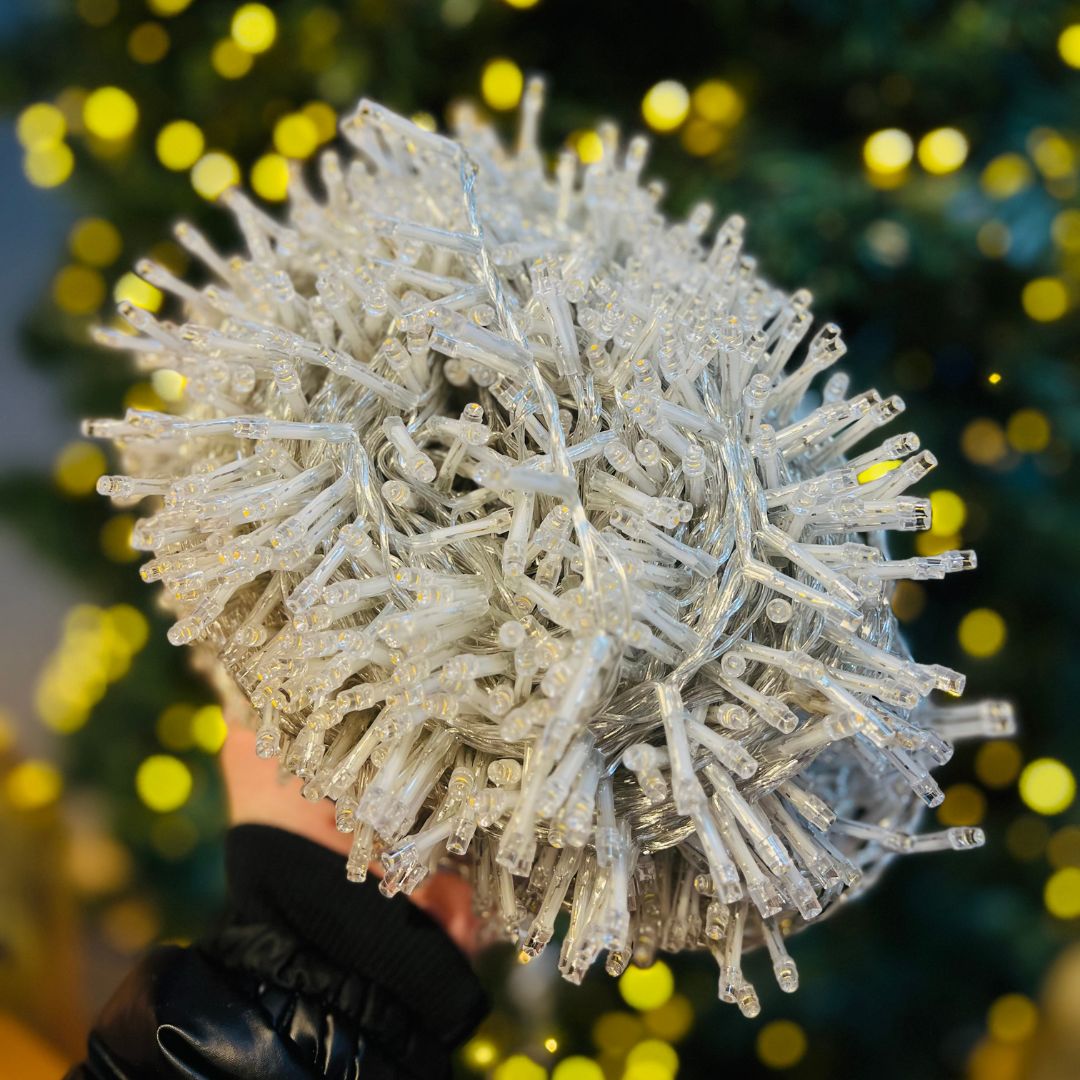 Pisca Estrobo 40 Metros - 1400leds Fio Transparente Branco Quente (bivolt)