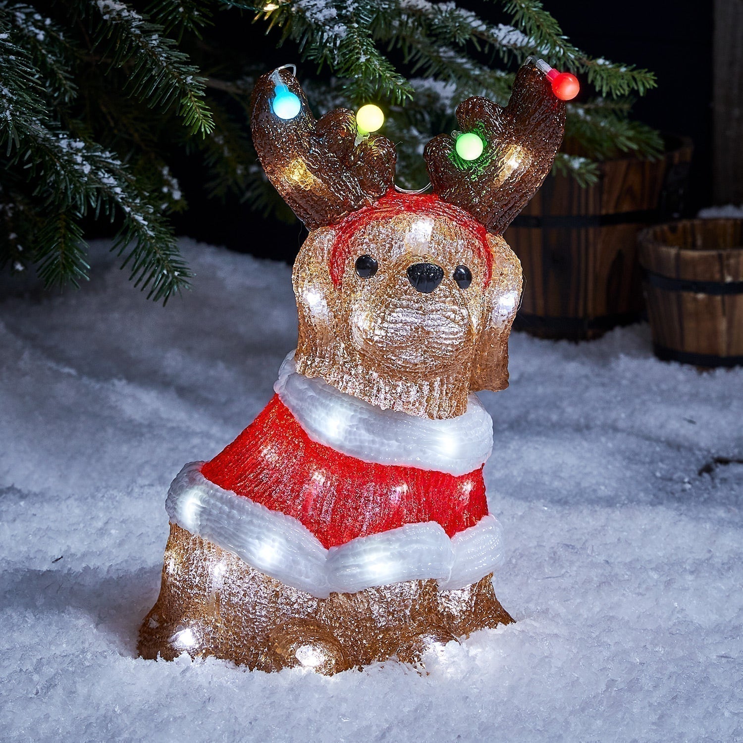 Figura de Natal de cachorro acrílico ao ar livre