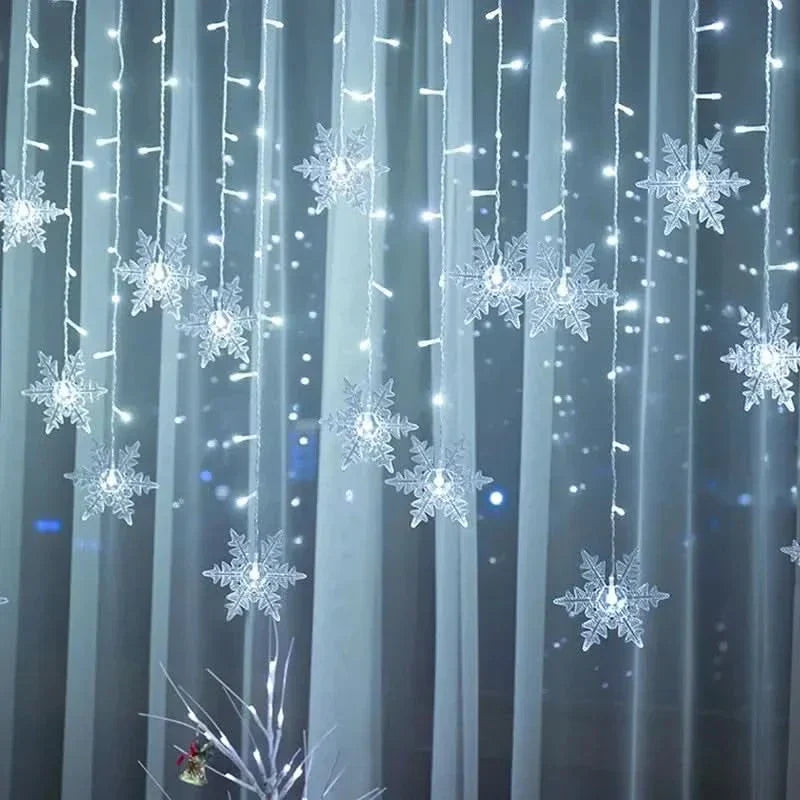 Cortina de Luzes LED Floco de Neve – Magia Natalina em Cada Detalhe