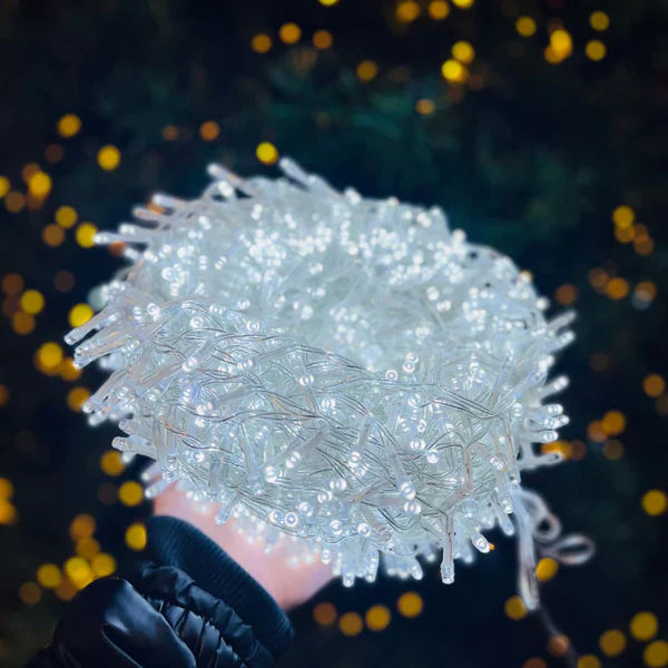 Pisca Estrobo 40 metros - 1400 Leds Fio Transparente Branco Frio - Externo (Bivolt)