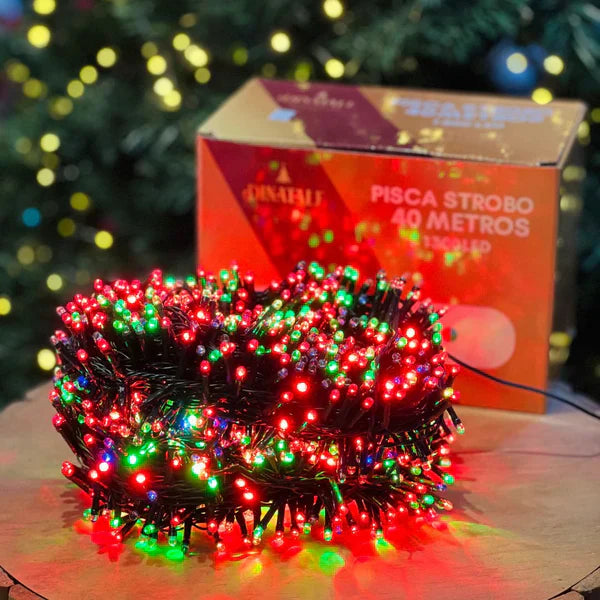 Pisca Estrobo 40 metros - 1300 Leds Colorido - Externo (Bivolt)