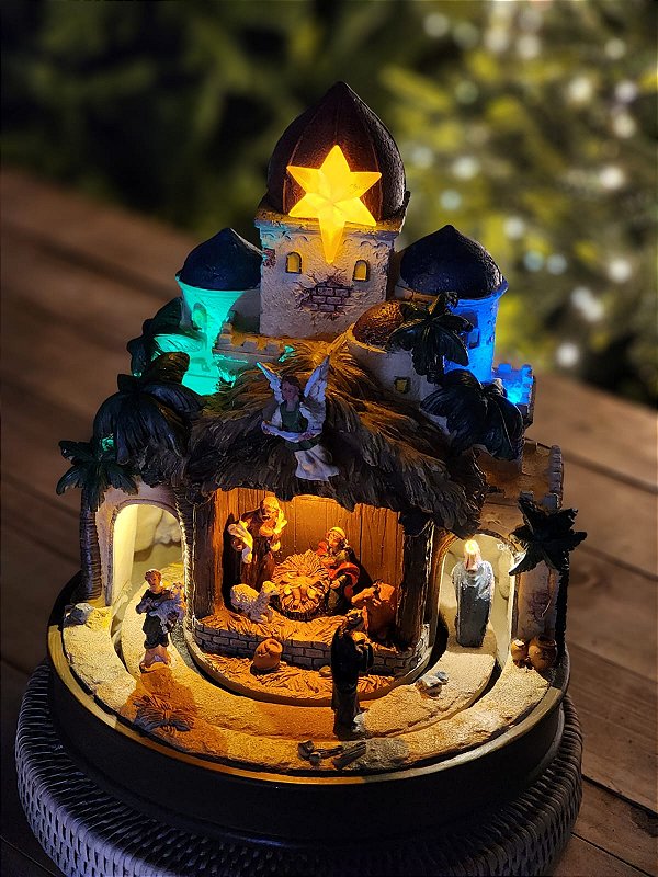 PRESÉPIO COM LUZ E MOVIMENTO CENÁRIO VILA NATALINA